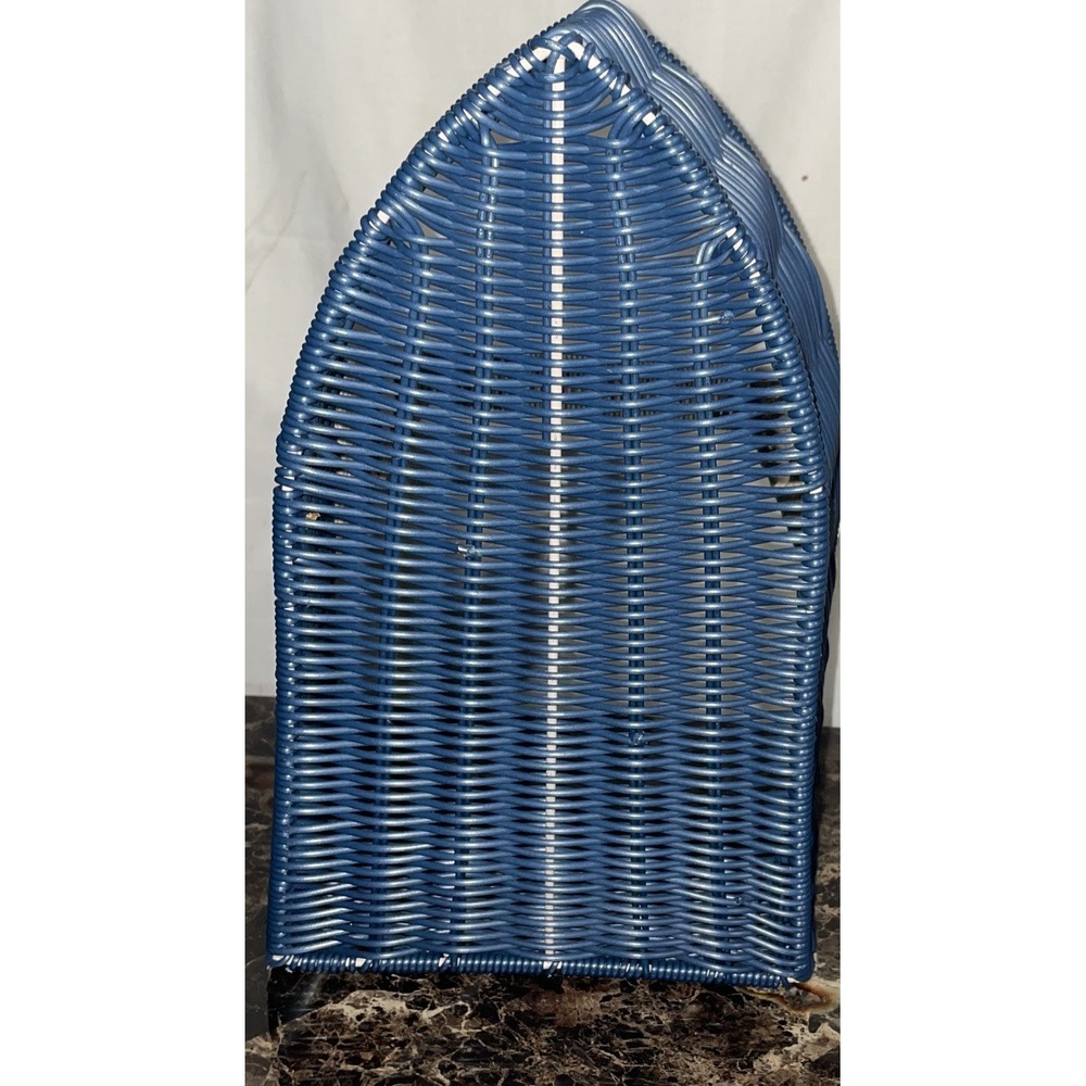 TUG BOAT SHAPED SERVING BASKET With HANDLE SUMMER BEACH LAKE NAUTICAL Blue Gray - Picture 6 of 9